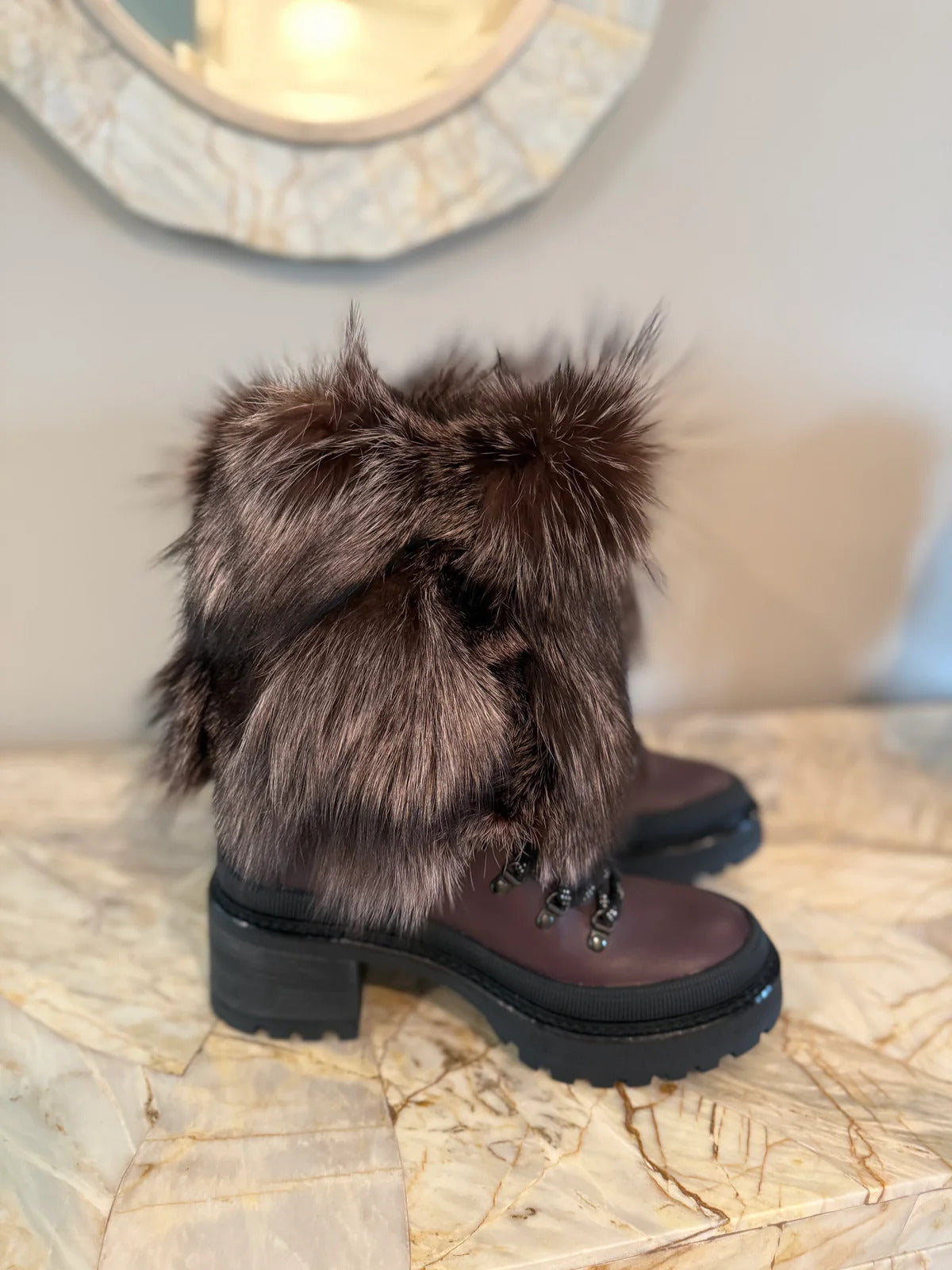 Faux Fox Fur Boots