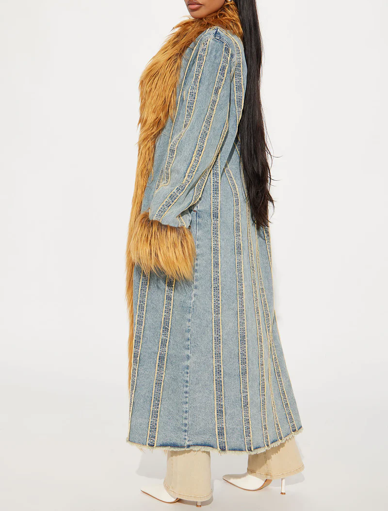 Vintage  Washed Denim Trench