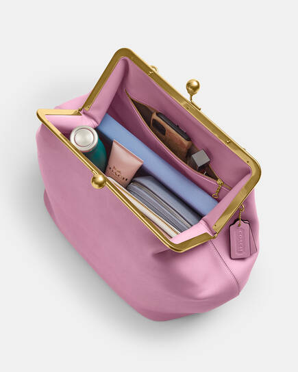 Pink Large Kisslock Frame Bag