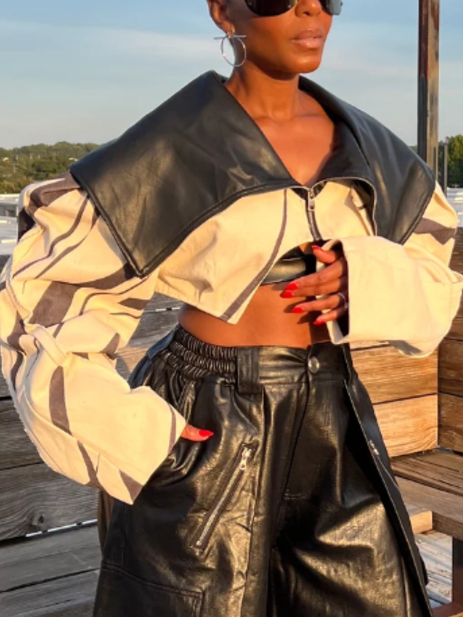 Cropped Moto Jacket + Power Play Utility PU Pants