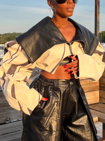 Cropped Moto Jacket + Power Play Utility PU Pants