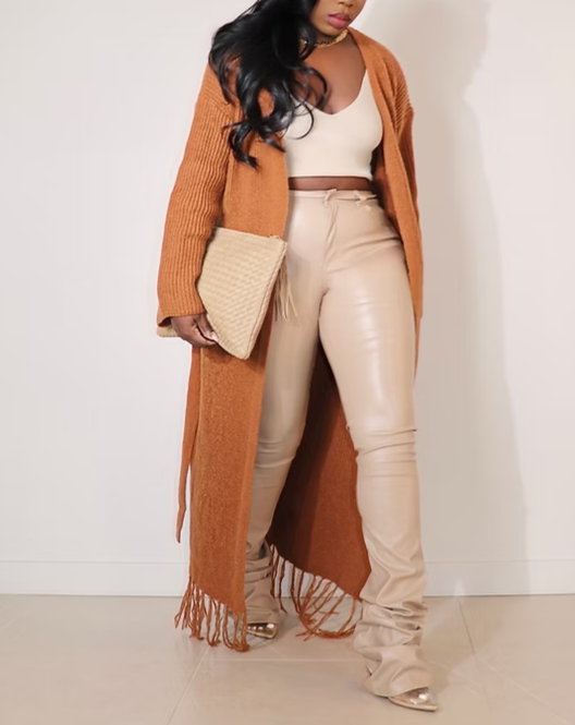 Autumn Fringe Maxi Cardigan
