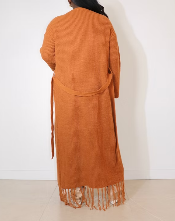 Autumn Fringe Maxi Cardigan