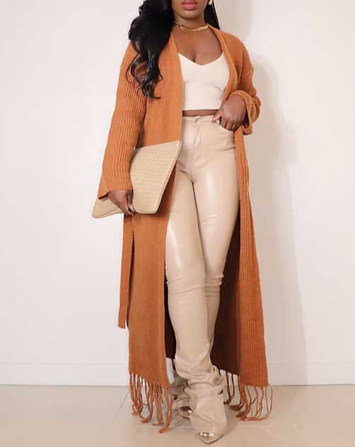 Autumn Fringe Maxi Cardigan