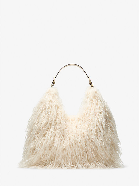 Large Faux Shearling Shoulder Bag