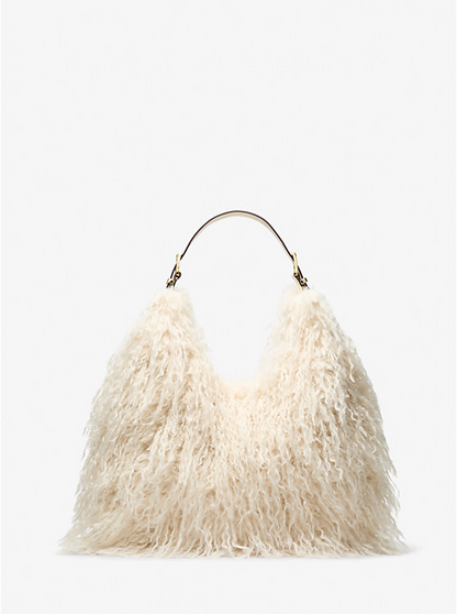 Large Faux Shearling Shoulder Bag