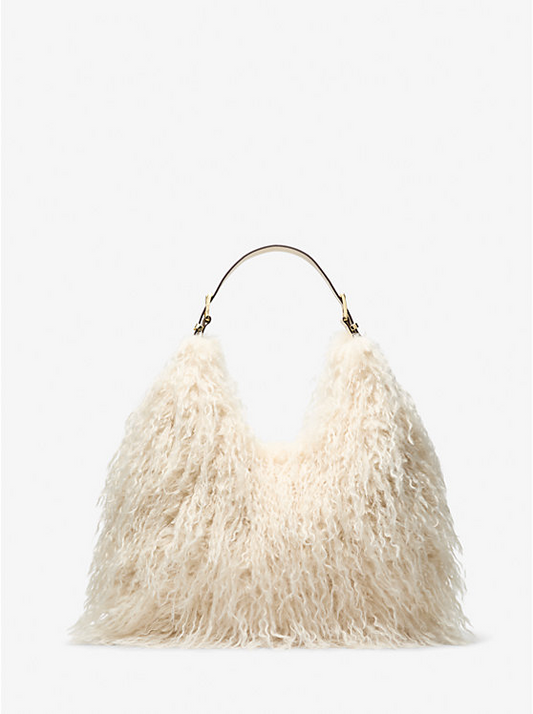 Large Faux Shearling Shoulder Bag