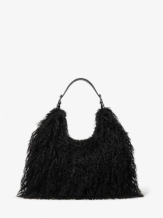 Large Faux Shearling Shoulder Bag