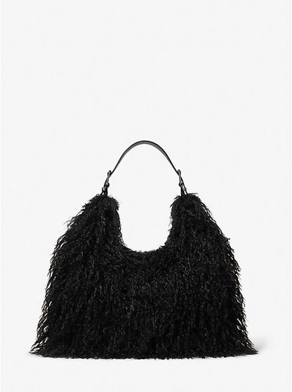 Large Faux Shearling Shoulder Bag