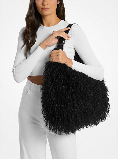 Large Faux Shearling Shoulder Bag