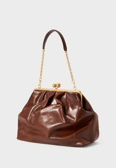 Large Oversized Pleated Kisslock Frame Bag