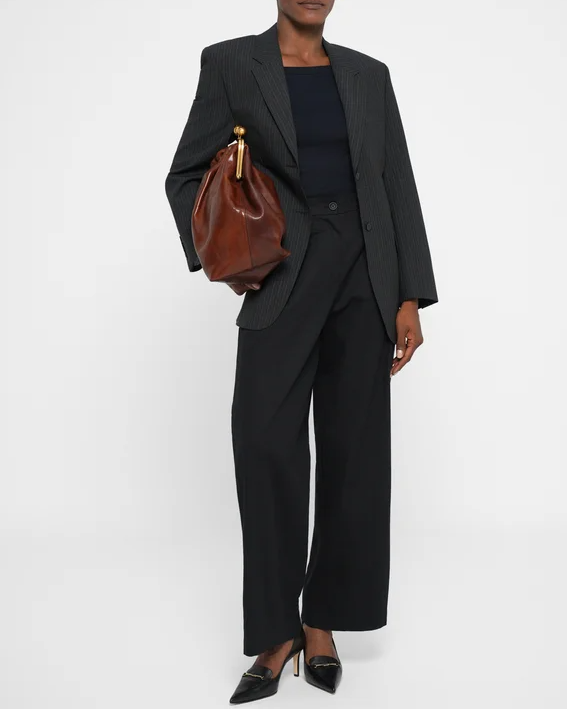 Large Oversized Pleated Kisslock Frame Bag