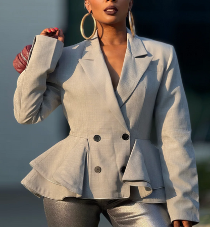 Runway in Gray Blazer  + Silver Pants