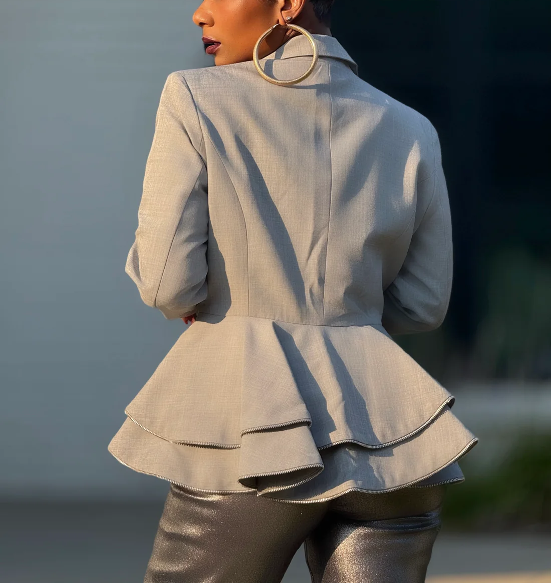 Runway in Gray Blazer  + Silver Pants