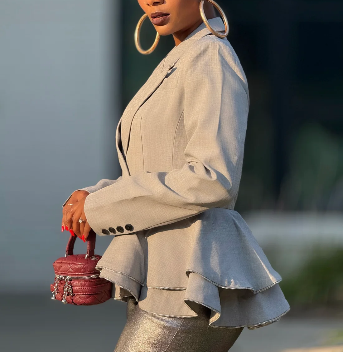 Runway in Gray Blazer  + Silver Pants