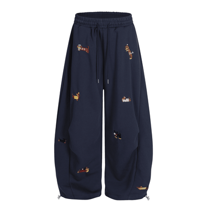 Elastic Drawstring  Wide Leg Lantern Trouser