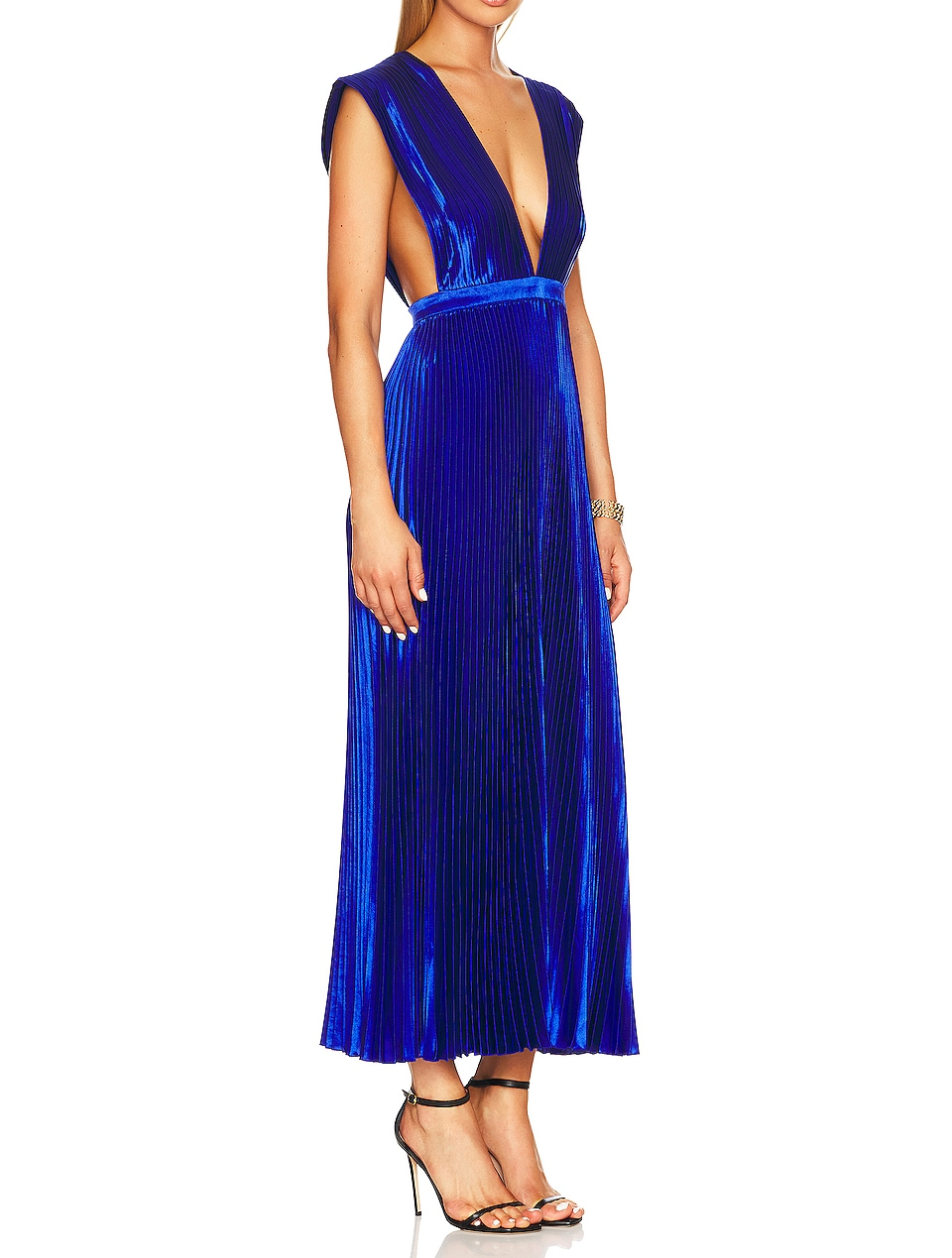 Blue Pleated Elegant Dress