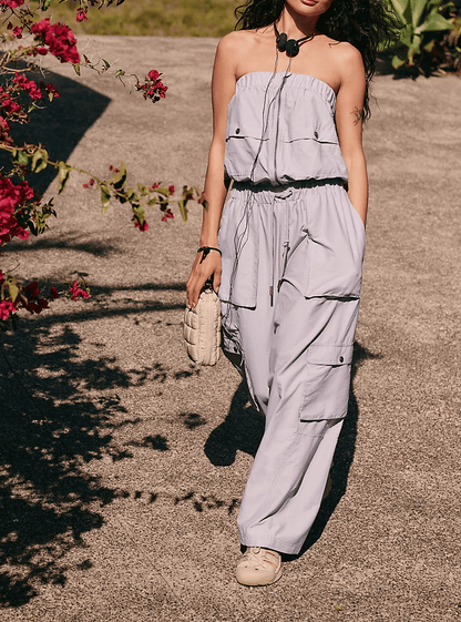 Pleated Workwear Stretch Jumpsuit