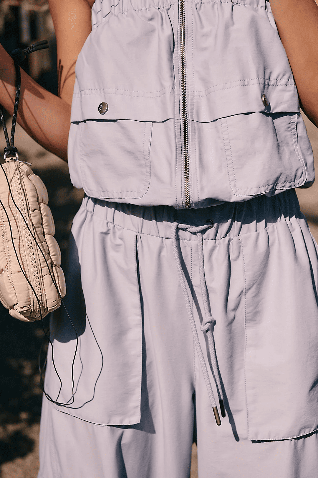 Pleated Workwear Stretch Jumpsuit