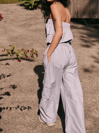 Pleated Workwear Stretch Jumpsuit