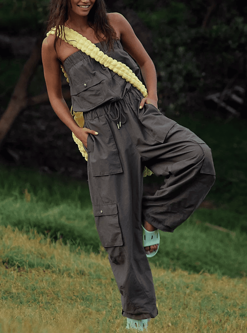 Pleated Workwear Stretch Jumpsuit