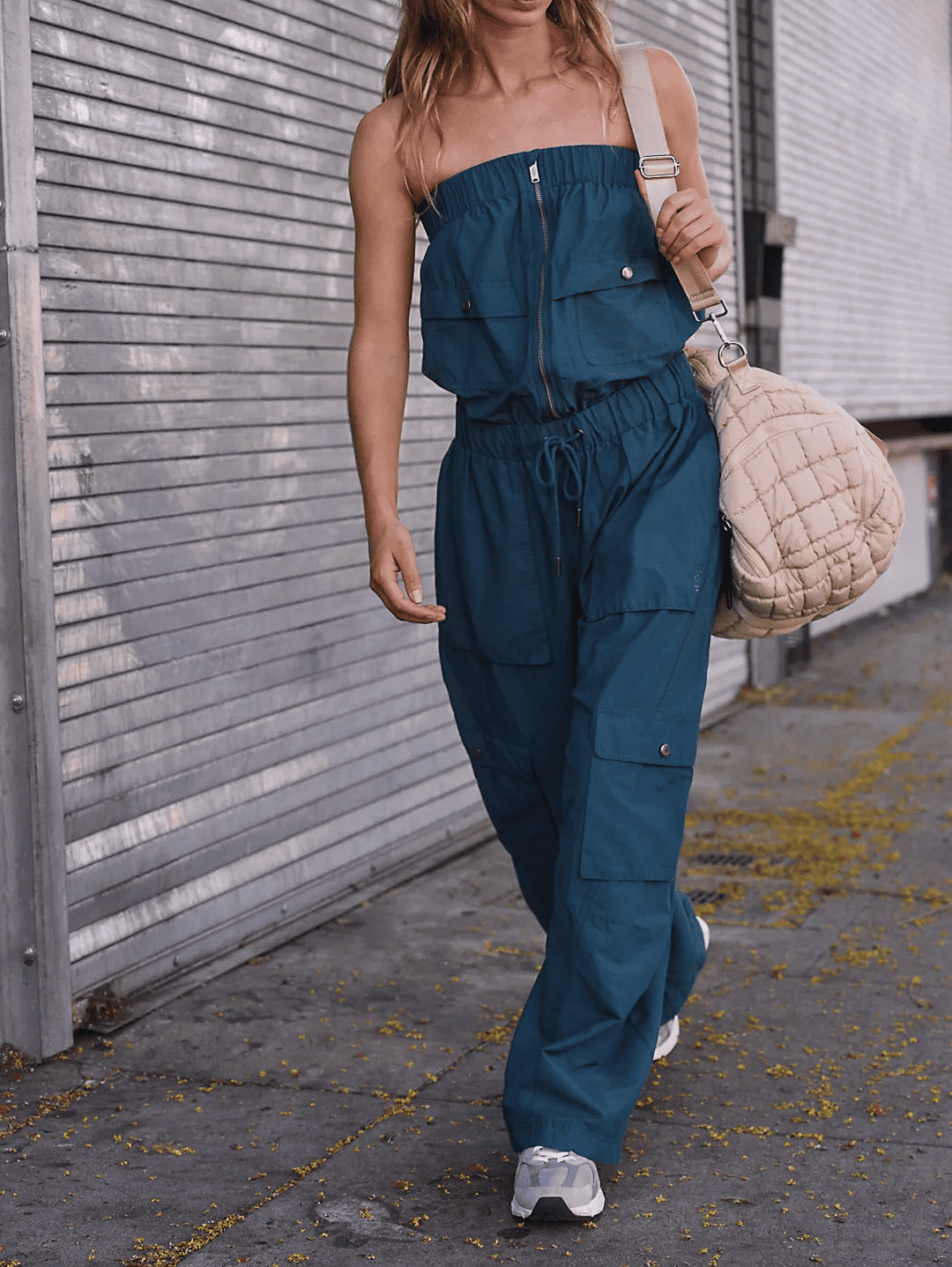 Pleated Workwear Stretch Jumpsuit