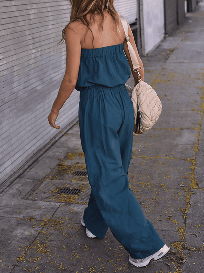 Pleated Workwear Stretch Jumpsuit