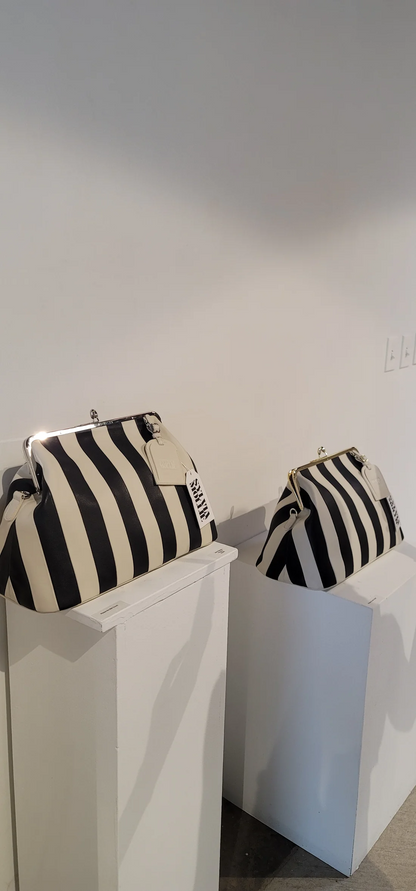 Embossed Premium Leather Kisslock Frame Bag