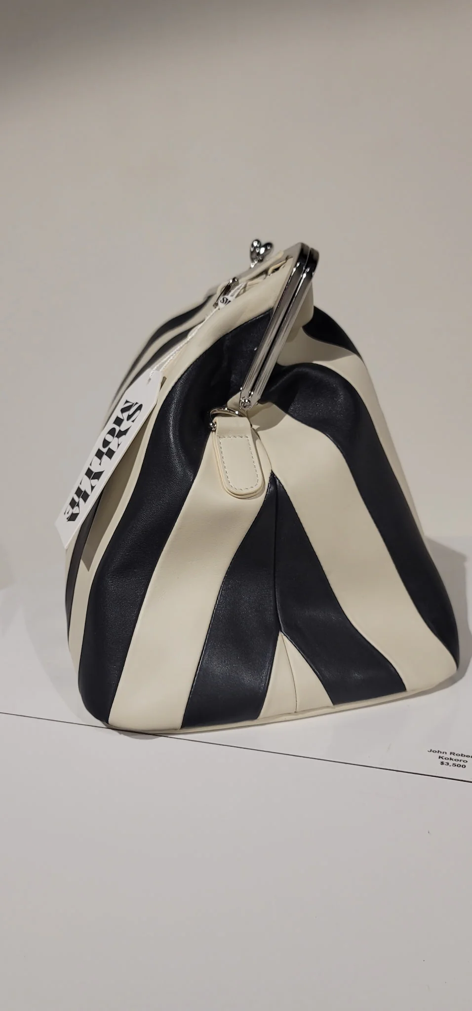 Embossed Premium Leather Kisslock Frame Bag