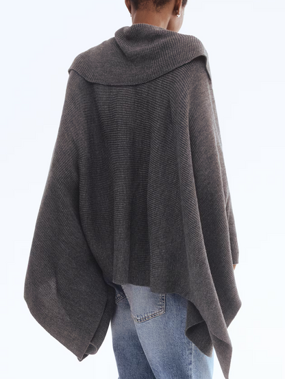 Rib-Knit Asymmetric Cape