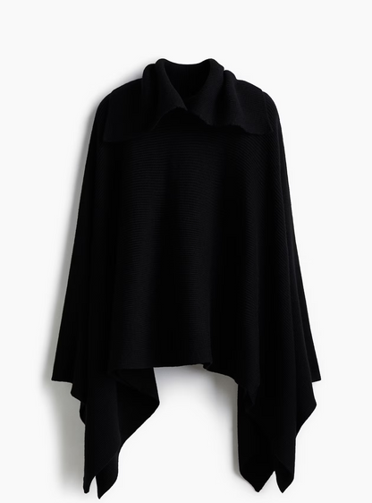 Rib-Knit Asymmetric Cape