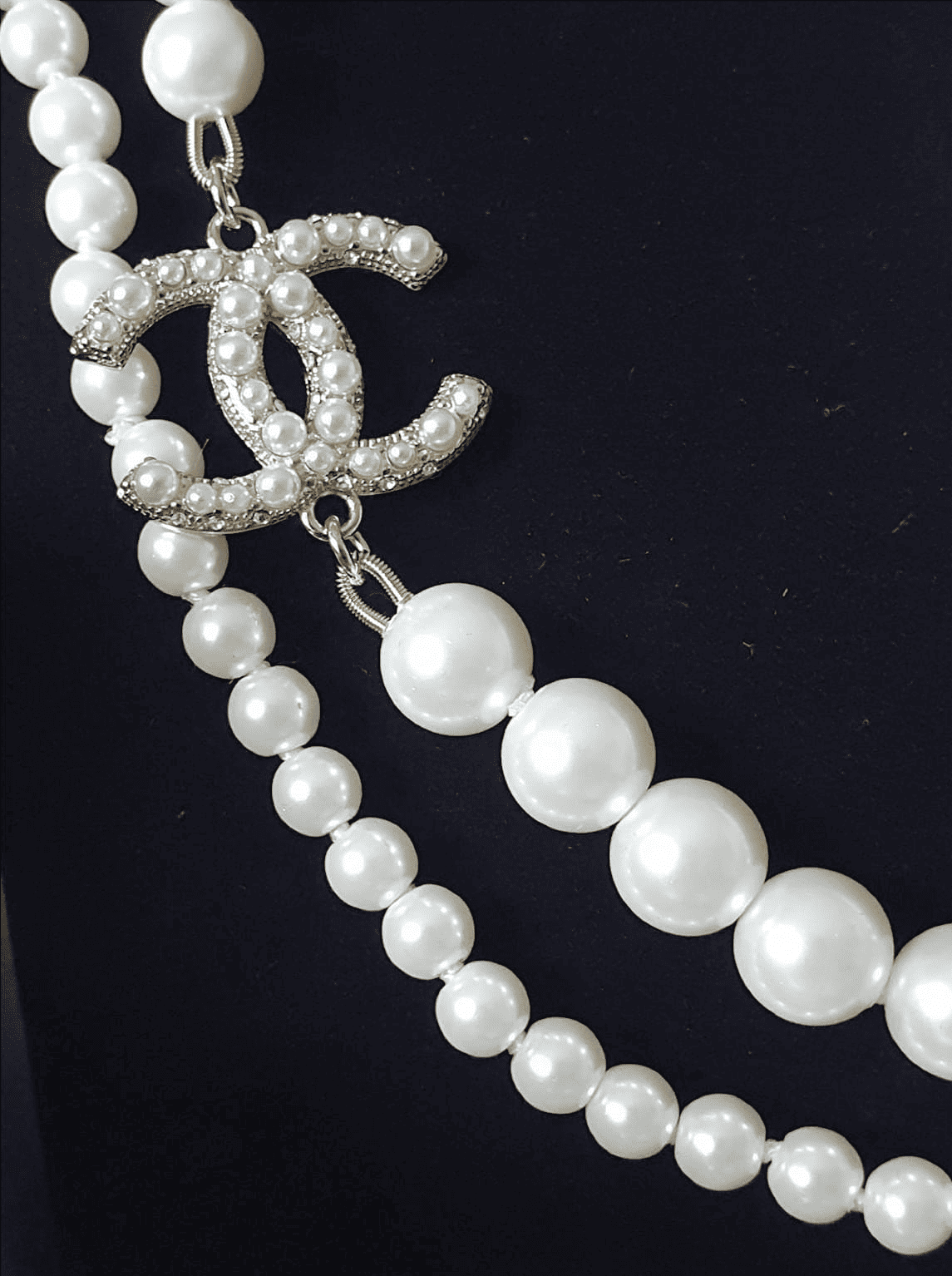 Extra-Long Double C Pearl Necklace