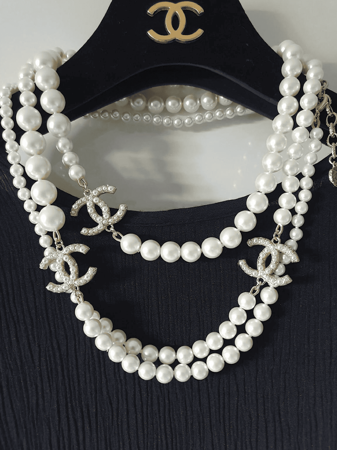 Extra-Long Double C Pearl Necklace