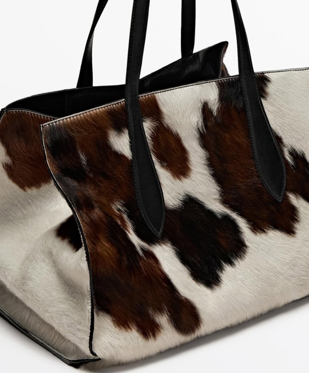 Animal Print Hair-On Leather Maxi Tote Bag