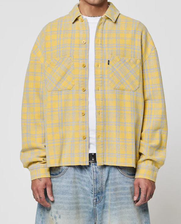 Color-Blocked Plaid Shirt