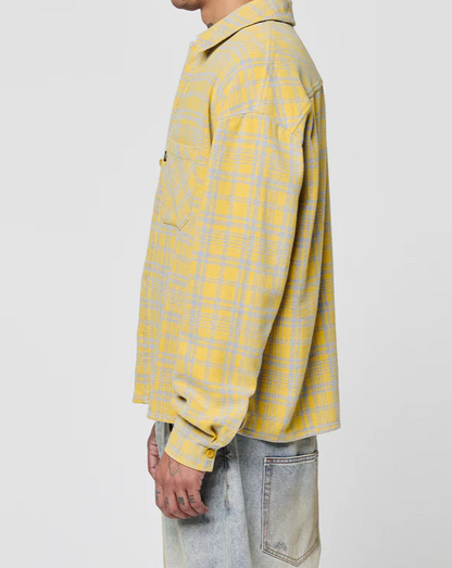 Color-Blocked Plaid Shirt