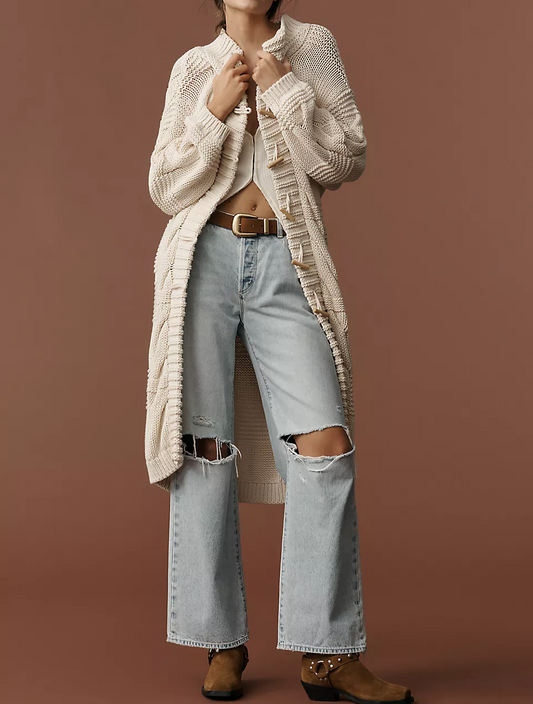 Knit Toggle Duster Cardigan Sweater
