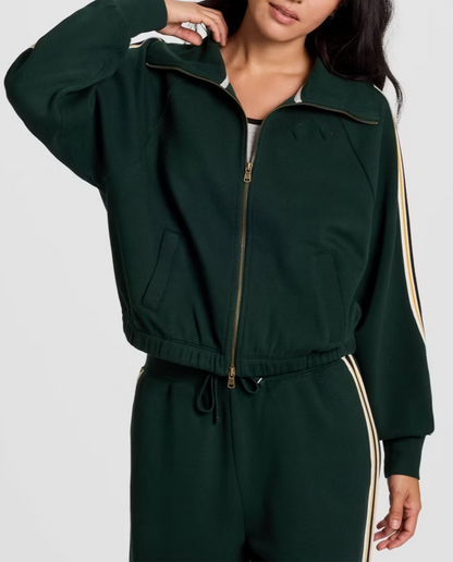 Sporty Style Full-Zip Turtleneck Top + Loose-Fit Pants