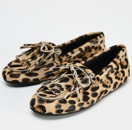 Leopard-Print Bow-Adorned Loafers