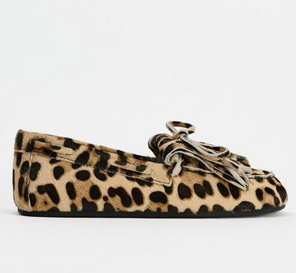 Leopard-Print Bow-Adorned Loafers