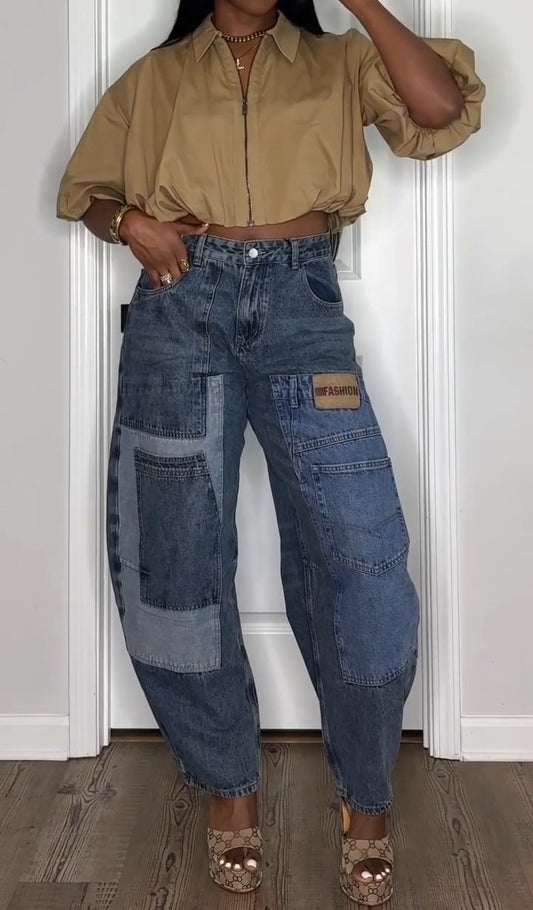 Pocket Casual Contrast Denim Jeans