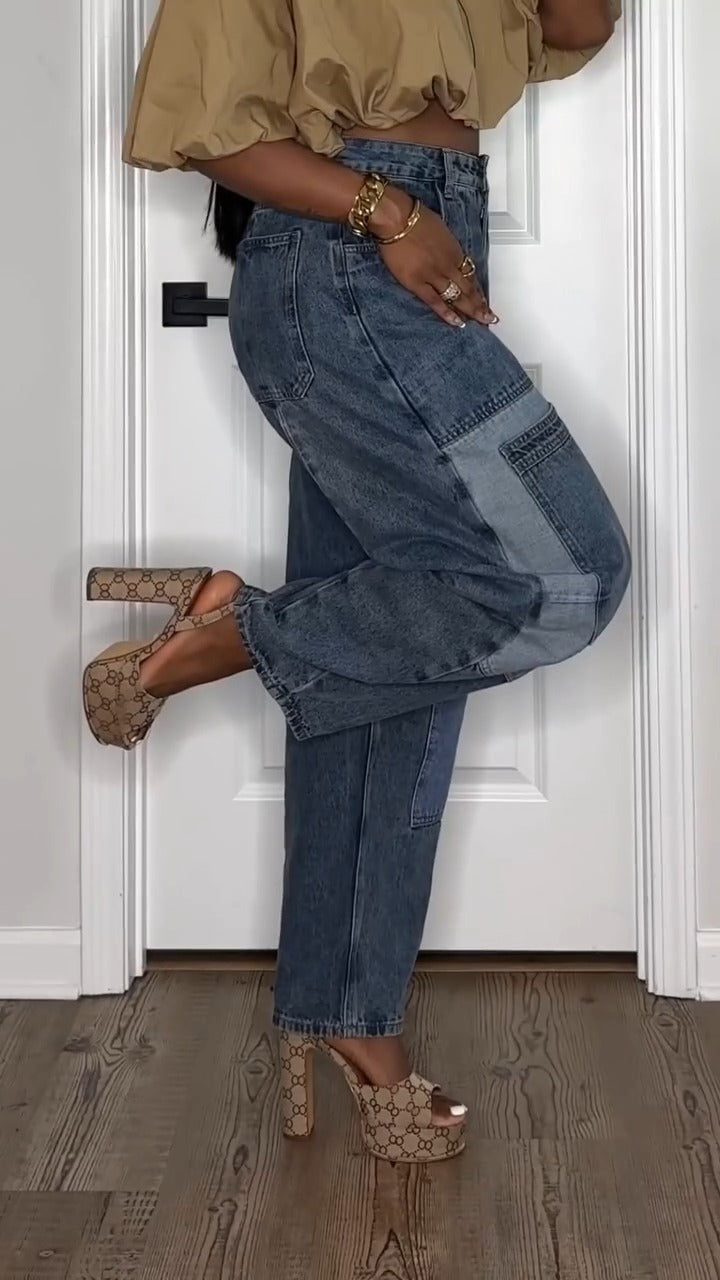 Pocket Casual Contrast Denim Jeans
