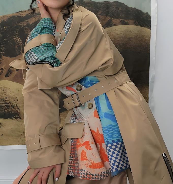 Stitching Waist Windbreaker