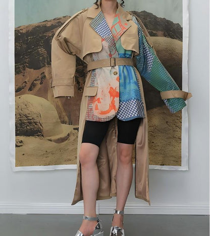 Stitching Waist Windbreaker