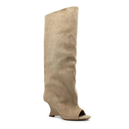 Knee High Kitten Heel Wedge Boots