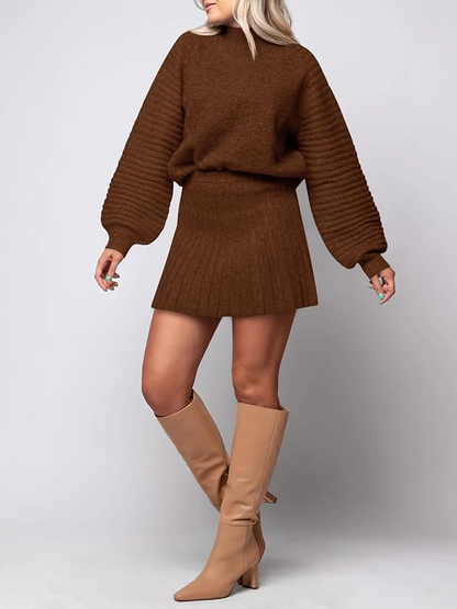 Ribbed Knit Sweaters +  Mini Skirt