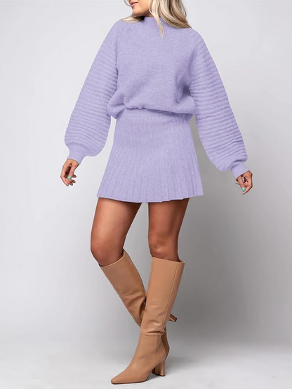 Ribbed Knit Sweaters +  Mini Skirt
