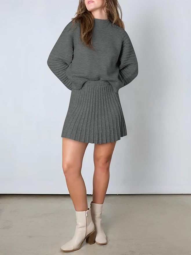 Ribbed Knit Sweaters +  Mini Skirt