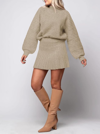 Ribbed Knit Sweaters +  Mini Skirt