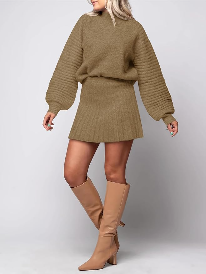 Ribbed Knit Sweaters +  Mini Skirt